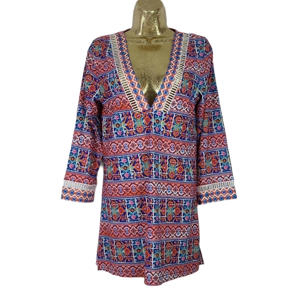 La‎ Blanca Multicolored Tunic Cover Up sz Small